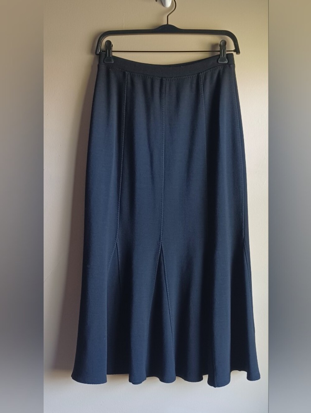 EILEEN FISHER viscose Wool Midi In Black Skirt XS